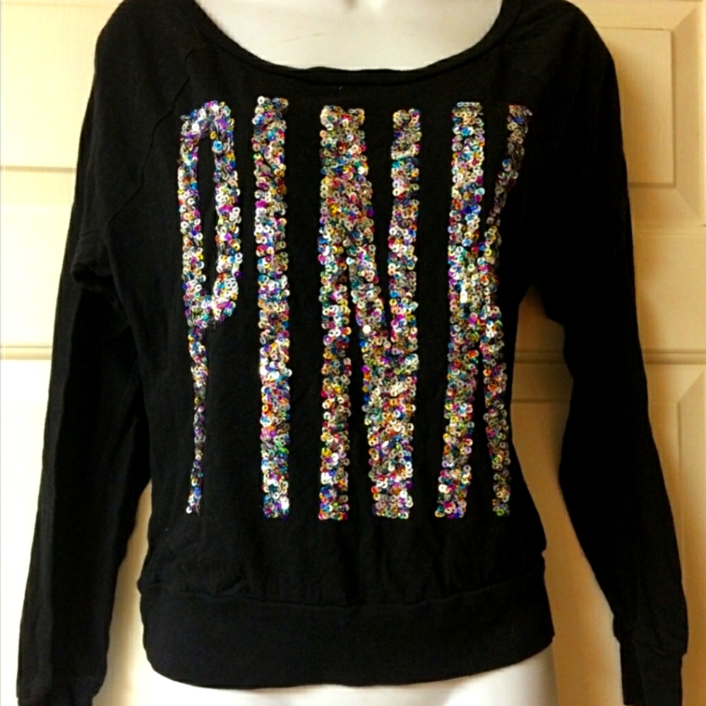 🔥Victorias Secret PINK Vintage Sequin Long Sleeve Top, XS